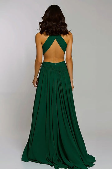 Dos nu vert foncé Une ligne Robe longue formelle dos ouvert